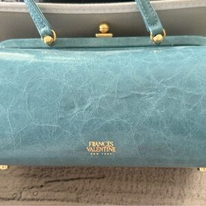 Frances Valentine Blue Wristlet with Textured Finish